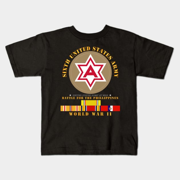 6th United States Army - Battle of Phil - Type - 1 - WWII w PAC SVC Kids T-Shirt by twix123844